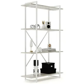 стеллаж gutta 1510х920х340 (4 полки) каркас белый, настил патина