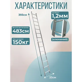 лестница односекционная алюминиевая alumet 1х14
