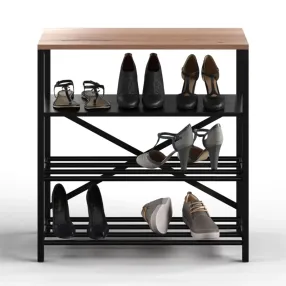 обувница gutta 710х690х290 (4 полки) каркас чёрный, настил эвок