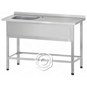ванна с рабочей поверх. рпцн «norma inox» 860х1200х600 правое м/о 400, борт, экран (ножка проф.)